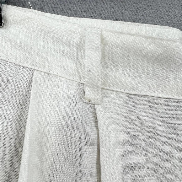 ENZA COSTA Tapered Pleated Pant Womens 25 White Linen Trouser Undyed High Waist - Picture 12 of 16